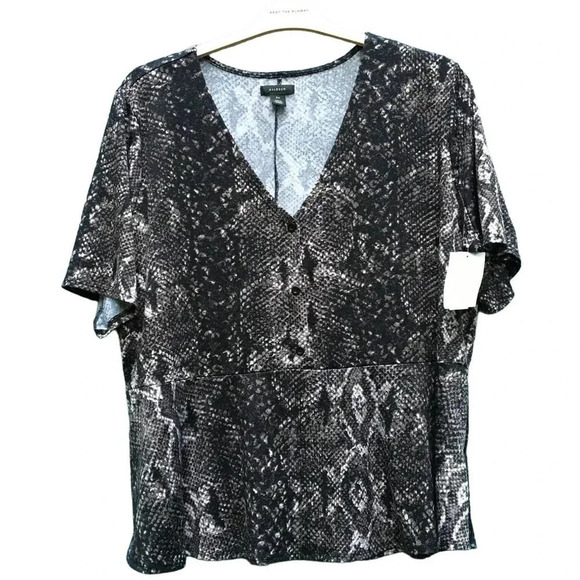 Halogen Women Python Print Button Front Peplum Top Size 2X NWT - Picture 1 of 6